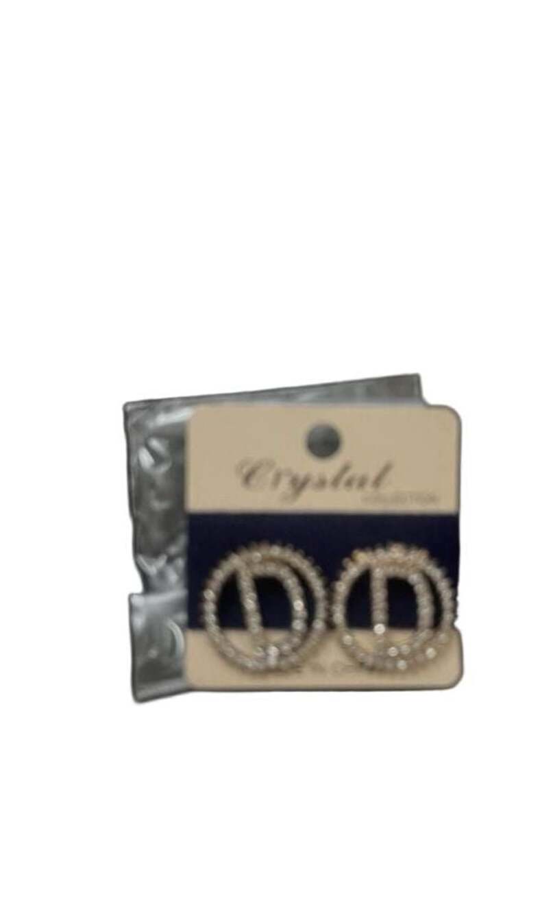 Crystal Collection Double Circle Rhinestone Stud Earrings